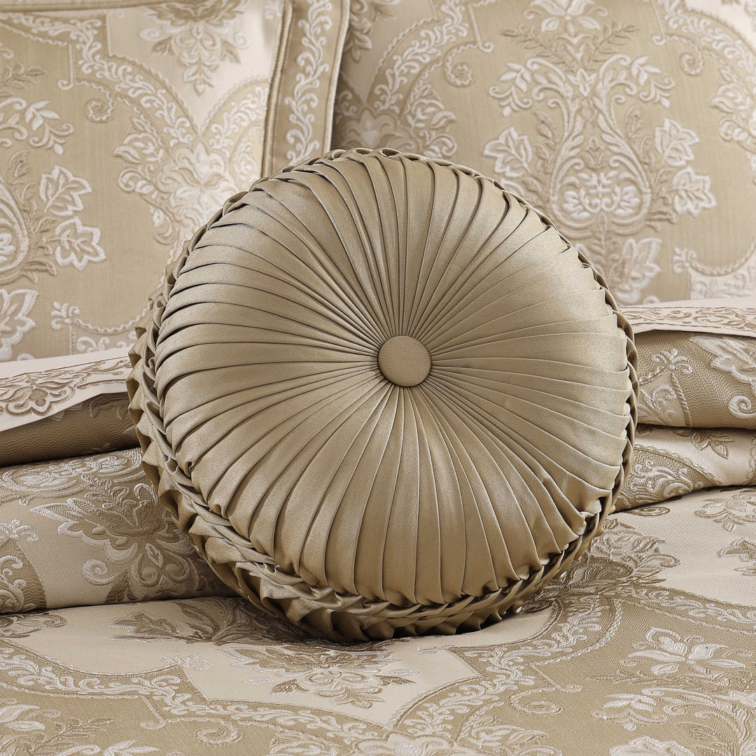 Sondra Gold Tufted Round Decorative Throw Pillow 15" x 15" Throw Pillows By J. Queen New York