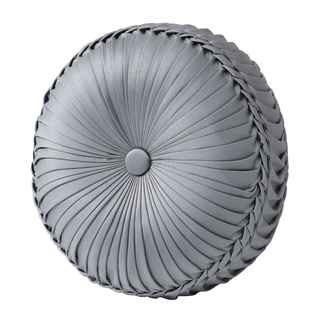 Sondra Powder Blue Tufted Round Decorative Throw Pillow 15" x 15" Throw Pillows By J. Queen New York