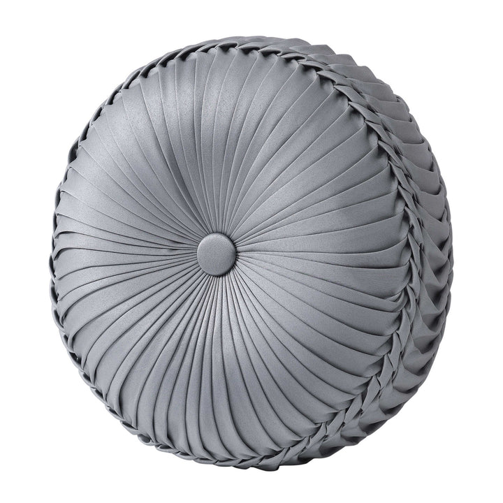 Sondra Powder Blue Tufted Round Decorative Throw Pillow 15" x 15" Throw Pillows By J. Queen New York