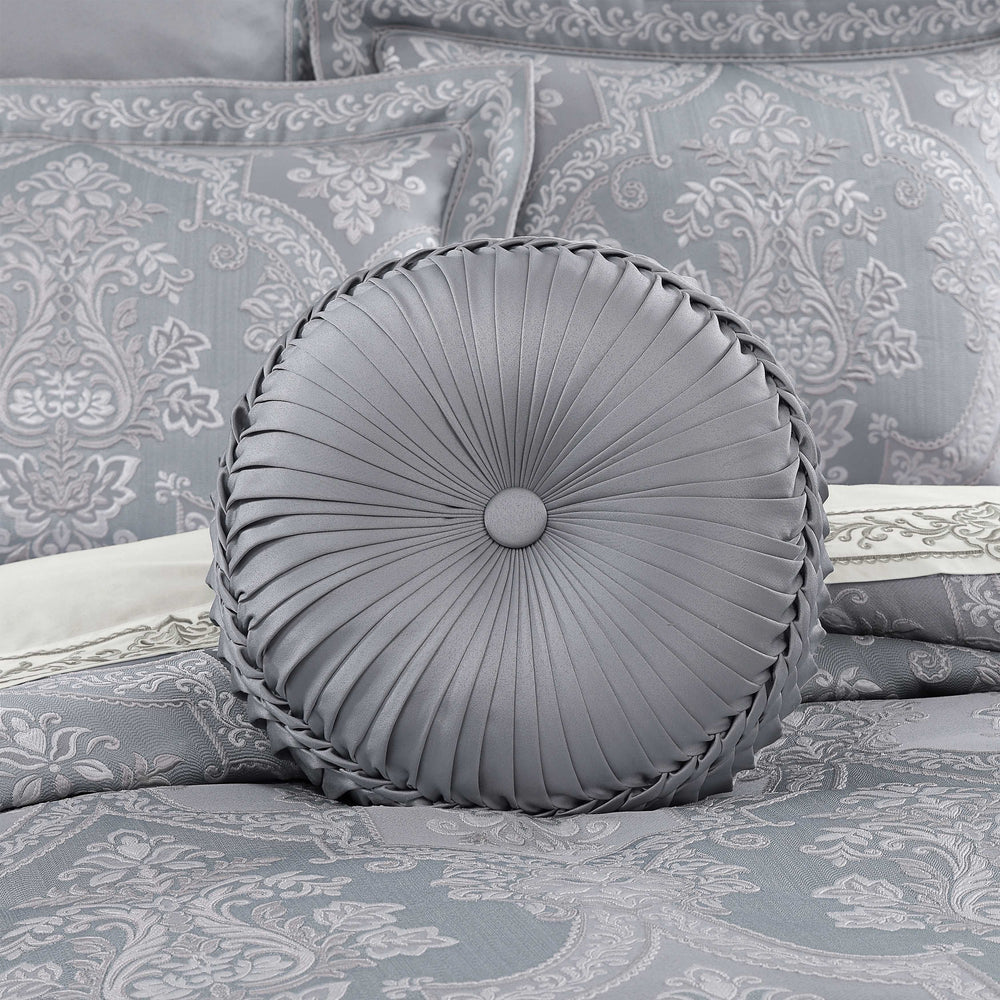 Sondra Powder Blue Tufted Round Decorative Throw Pillow 15" x 15" Throw Pillows By J. Queen New York