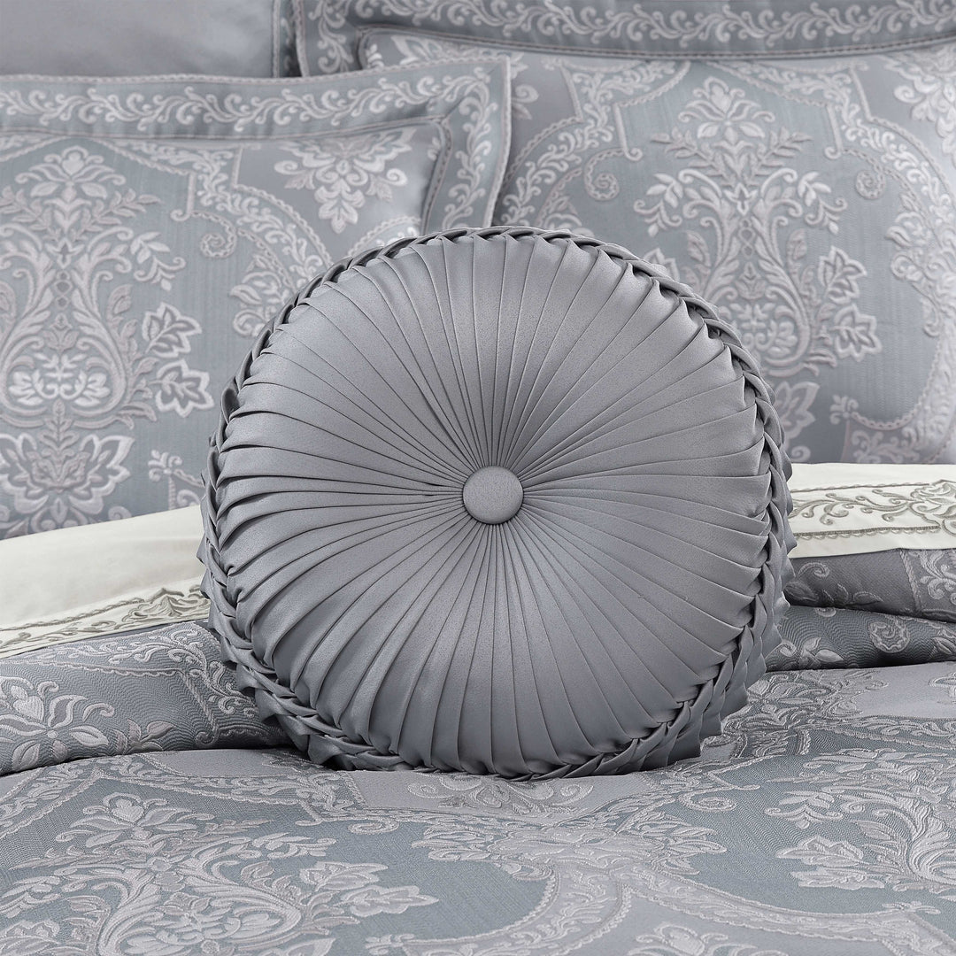 Sondra Powder Blue Tufted Round Decorative Throw Pillow 15" x 15" Throw Pillows By J. Queen New York