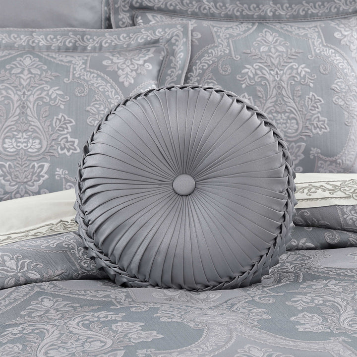 Sondra Powder Blue Tufted Round Decorative Throw Pillow 15" x 15" Throw Pillows By J. Queen New York