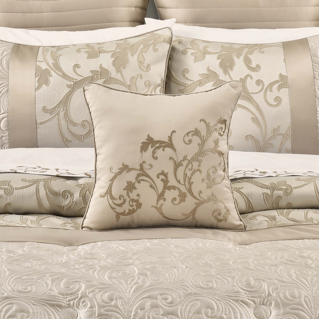 Spectra Taupe Embellished Square Decorative Throw Pillow 16" x 16" Throw Pillows By J. Queen New York