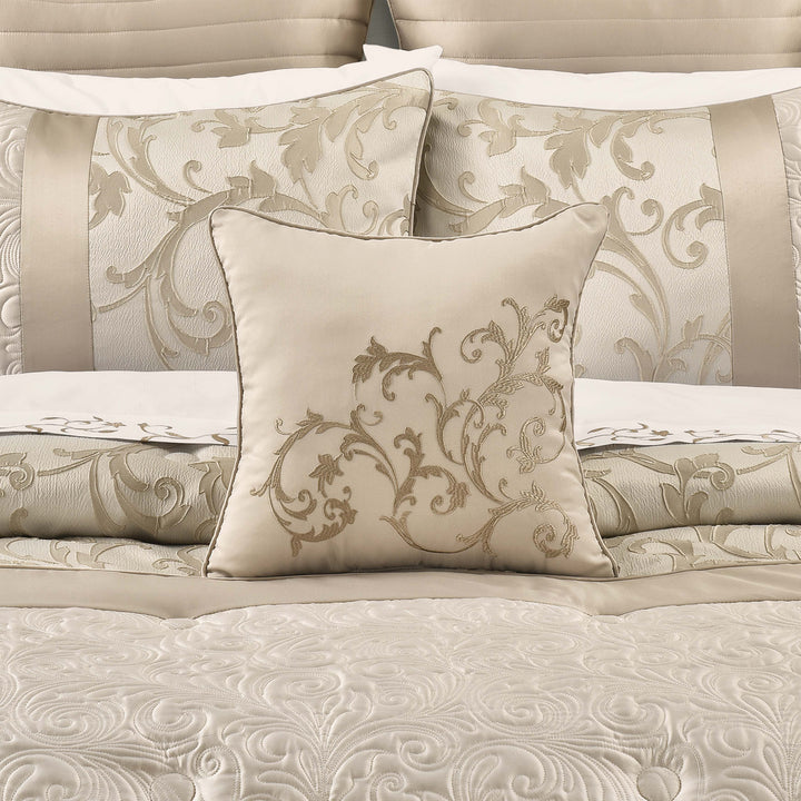 Spectra Taupe Embellished Square Decorative Throw Pillow 16" x 16" Throw Pillows By J. Queen New York