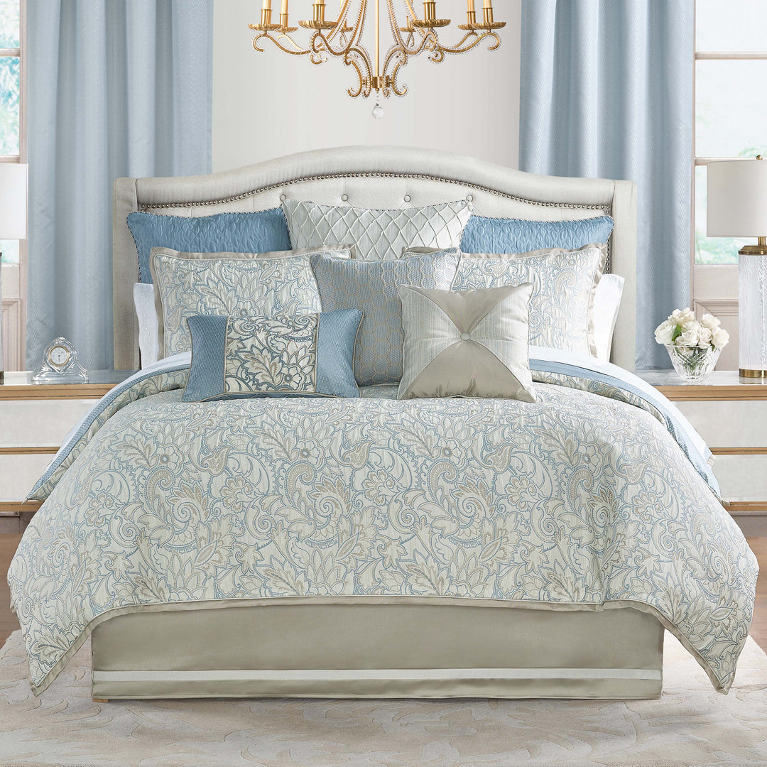 Waterford Springdale Blue 6-Piece Comforter Set in Queen- Final Sale Comforter Sets By US Office - Latest Bedding