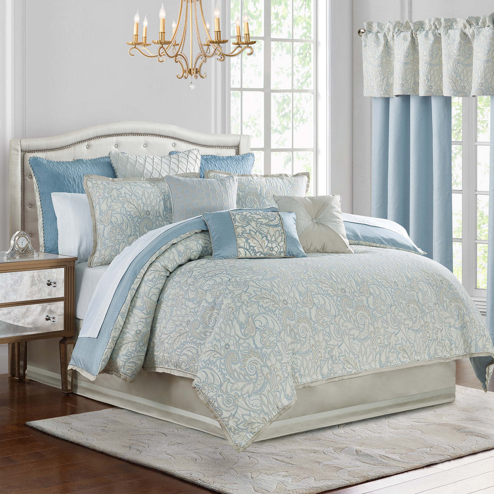 Waterford Springdale Blue 6-Piece Comforter Set in Queen- Final Sale Comforter Sets By US Office - Latest Bedding