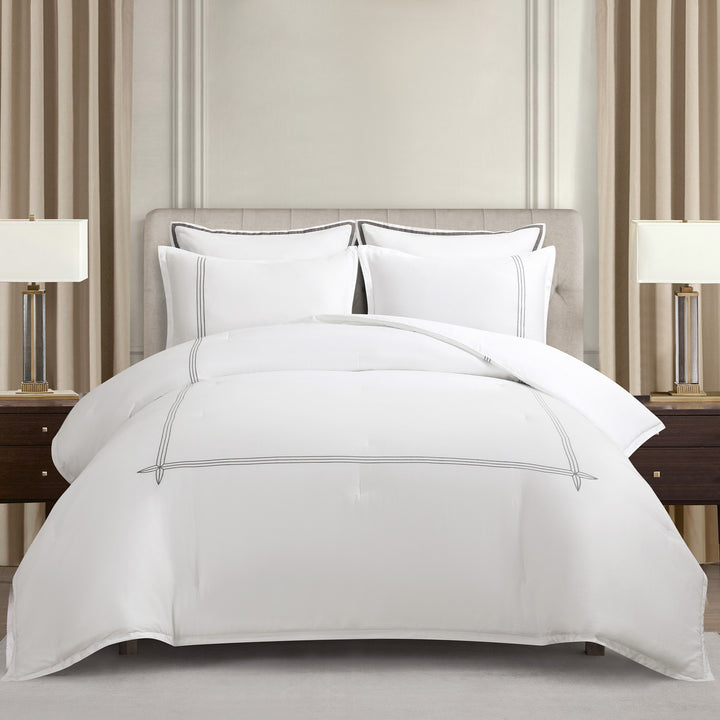 Sylph White/Gray 3 Piece Comforter Set