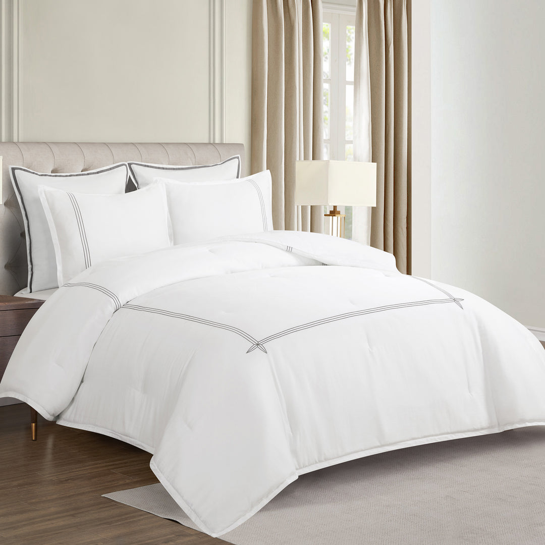 Sylph White/Gray 3 Piece Comforter Set