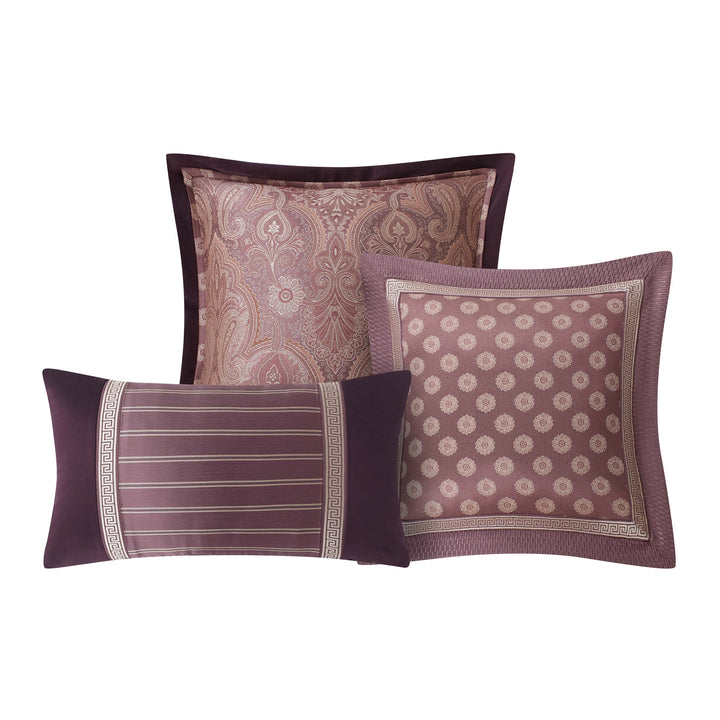 Tabriz Wine Decorative Throw Pillow Set of 3 Throw Pillows By Waterford