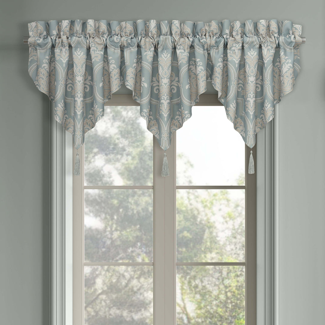 Tranquility Aqua Ascot Window Valance Window Valance By J. Queen New York