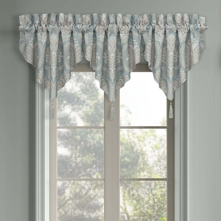 Tranquility Aqua Ascot Window Valance Window Valance By J. Queen New York