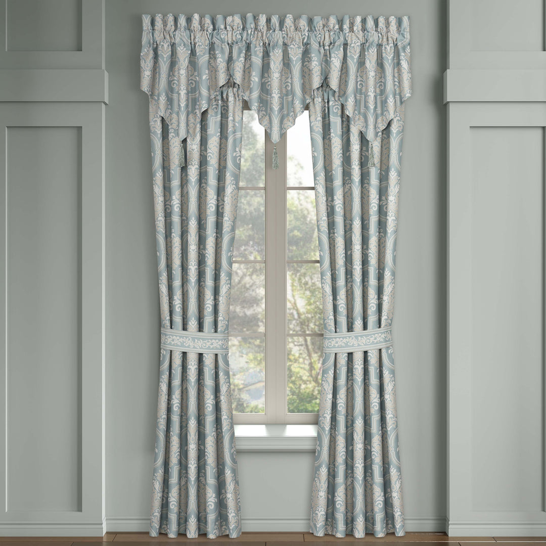 Tranquility Aqua Ascot Window Valance Window Valance By J. Queen New York