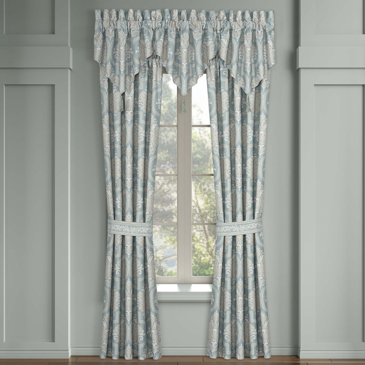 Tranquility Aqua Ascot Window Valance Window Valance By J. Queen New York