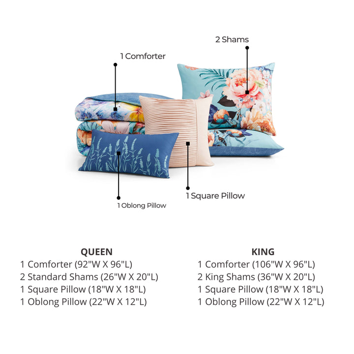 Bebejan Turquoise Reverie 5 Piece Reversible Comforter Set Comforter Sets By Bebejan®