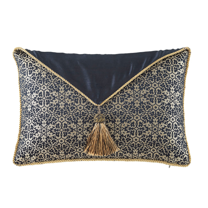Vaughn Navy/Gold Oblong Decorative Throw Pillow 18" x 12"