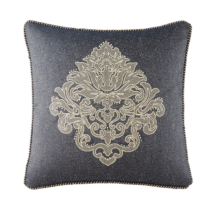 Vaughn Navy/Gold Square Decorative Throw Pillow 18" x 18"