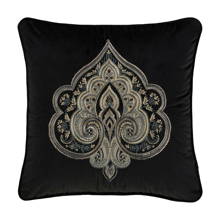 Vincenzo Black Square Decorative Throw Pillow 18" x 18" Throw Pillows By J. Queen New York