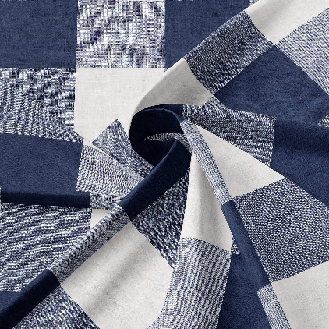 Walker Buffalo Reverse to Check Indigo/Ivory 8 Piece Duvet Cover Set Duvet Covers By Colcha Linens