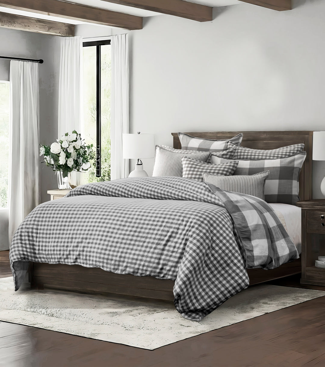 Walker Buffalo Reverse to Check Iron/Ivory 8 Piece Coverlet Set Coverlet By Colcha Linens
