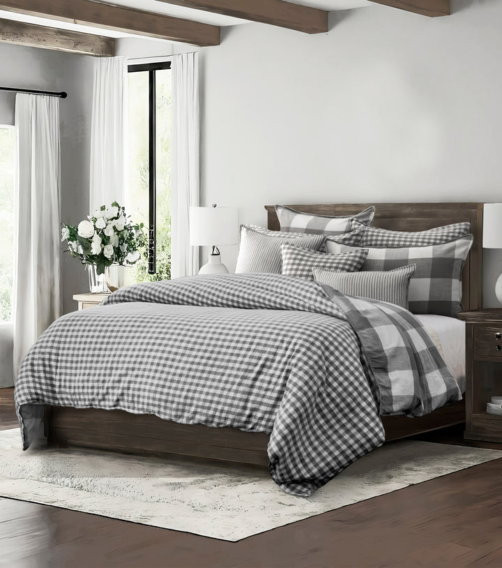 Walker Buffalo Reverse to Check Iron/Ivory 8 Piece Coverlet Set Coverlet By Colcha Linens