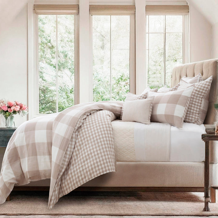 Walker Buffalo Reverse to Check Natural/Ivory 8 Piece Coverlet Set Coverlet By Colcha Linens