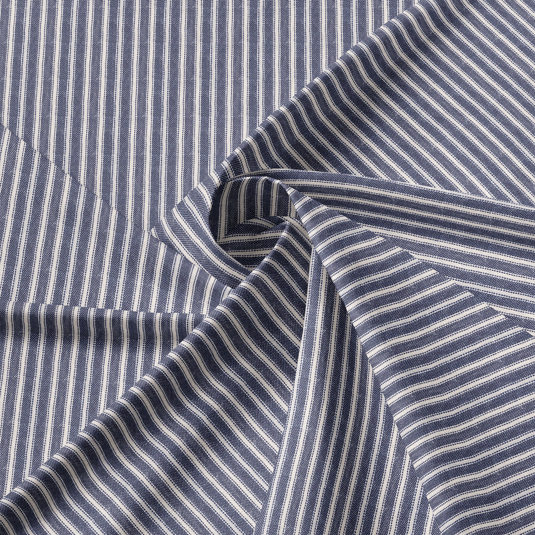 Walker Tic Stripe Reverse to Check Indigo/Ivory 8 Piece Coverlet Set Coverlet By Colcha Linens