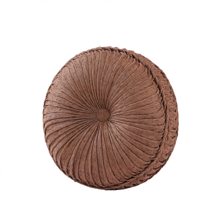 Weston Terracotta Tufted Round Decorative Throw Pillow 15" x 15" Throw Pillows By J. Queen New York