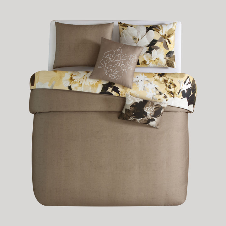 Bebejan Yellow Magnolia 100% Cotton 5 Piece Reversible Comforter Set Comforter Sets By Bebejan®