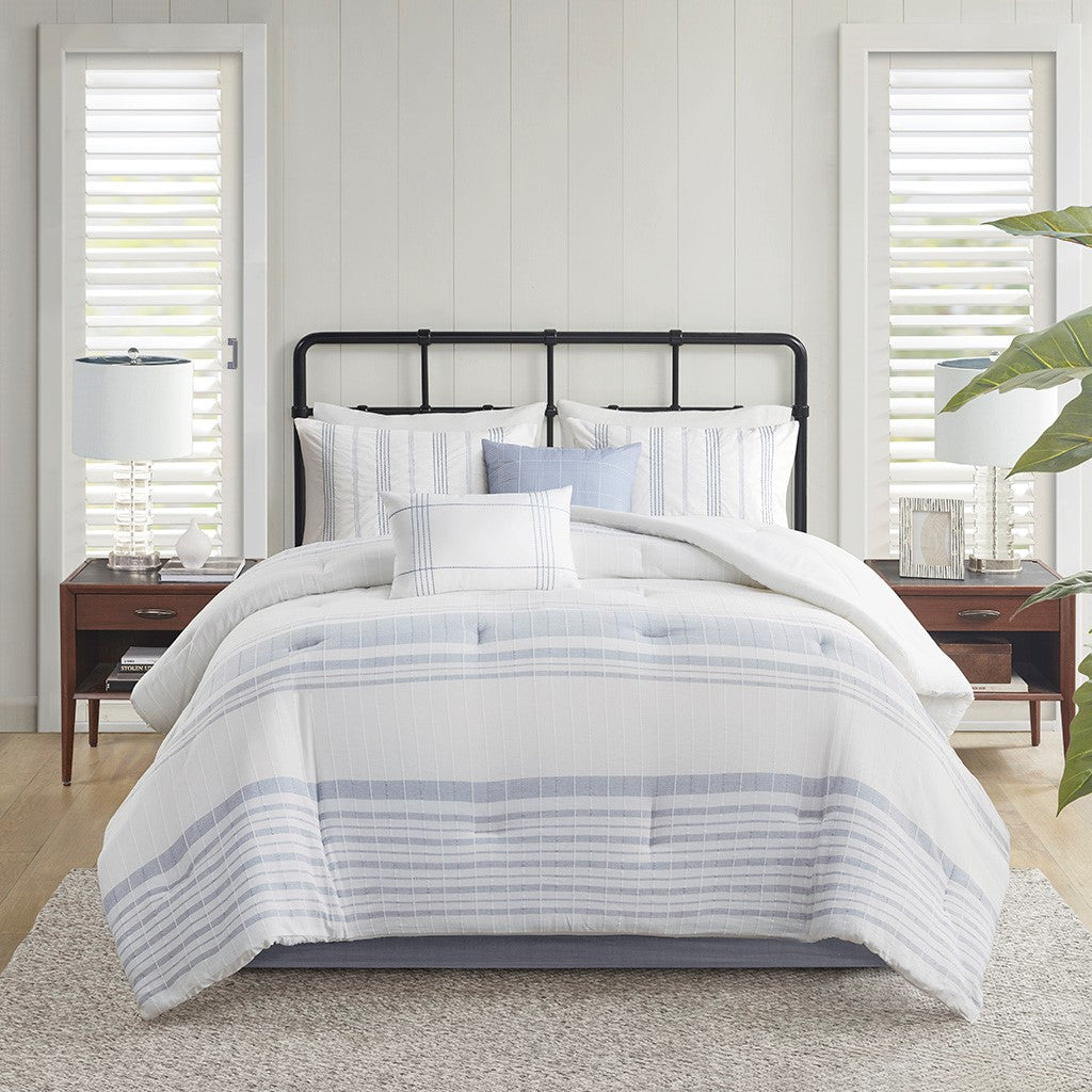 Kateline White/Blue 6 Piece Comforter Set Comforter Sets By JLA HOME/Olliix (E & E Co., Ltd)