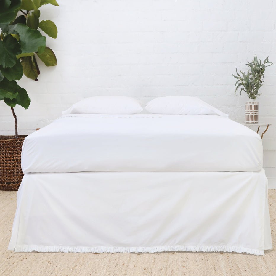 Audrey Cotton Percale Bedskirt Bedskirt By Pom Pom at Home