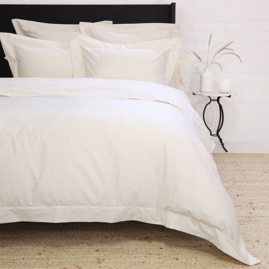 Classico Hemstitch Cotton Sateen Duvet Cover Set Duvet Covers By Pom Pom at Home