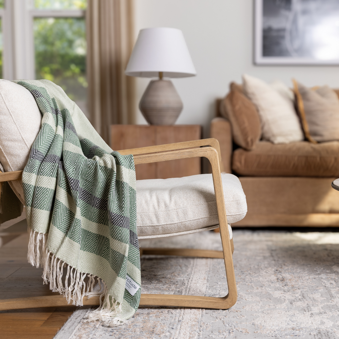 Luxe Bamboo Stripe Throw Blanket Blanket By ettitude