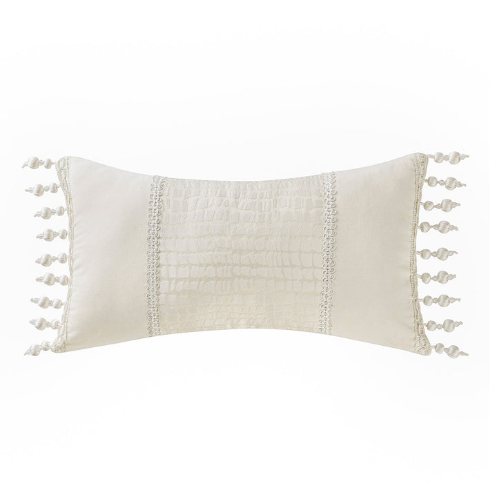 Paloma Ivory Oblong Decorative Throw Pillow 22" x 11"