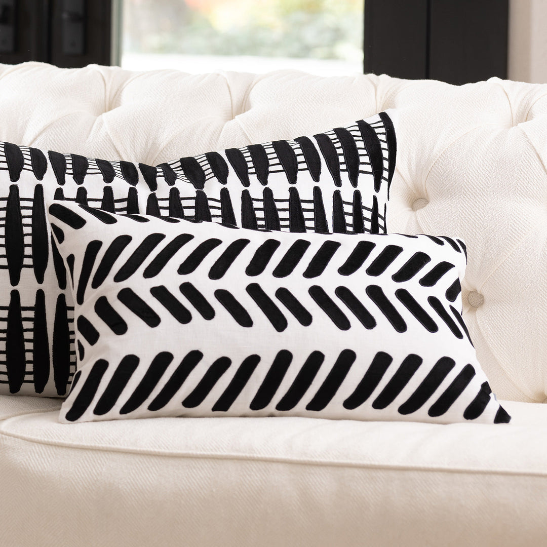 Peru White/Black Sm Rectangle Decorative Throw Pillow 22" x 14" Throw Pillows By Lili Alessandra