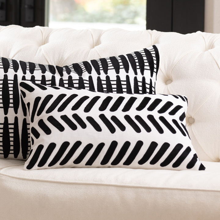 Peru White/Black Sm Rectangle Decorative Throw Pillow 22" x 14" Throw Pillows By Lili Alessandra