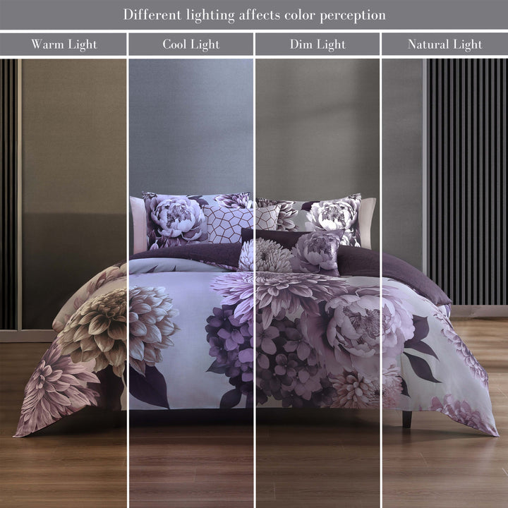 Bebejan Plum Petal 5 Piece Reversible Comforter Set - Final Sale Comforter Sets By US Office - Latest Bedding