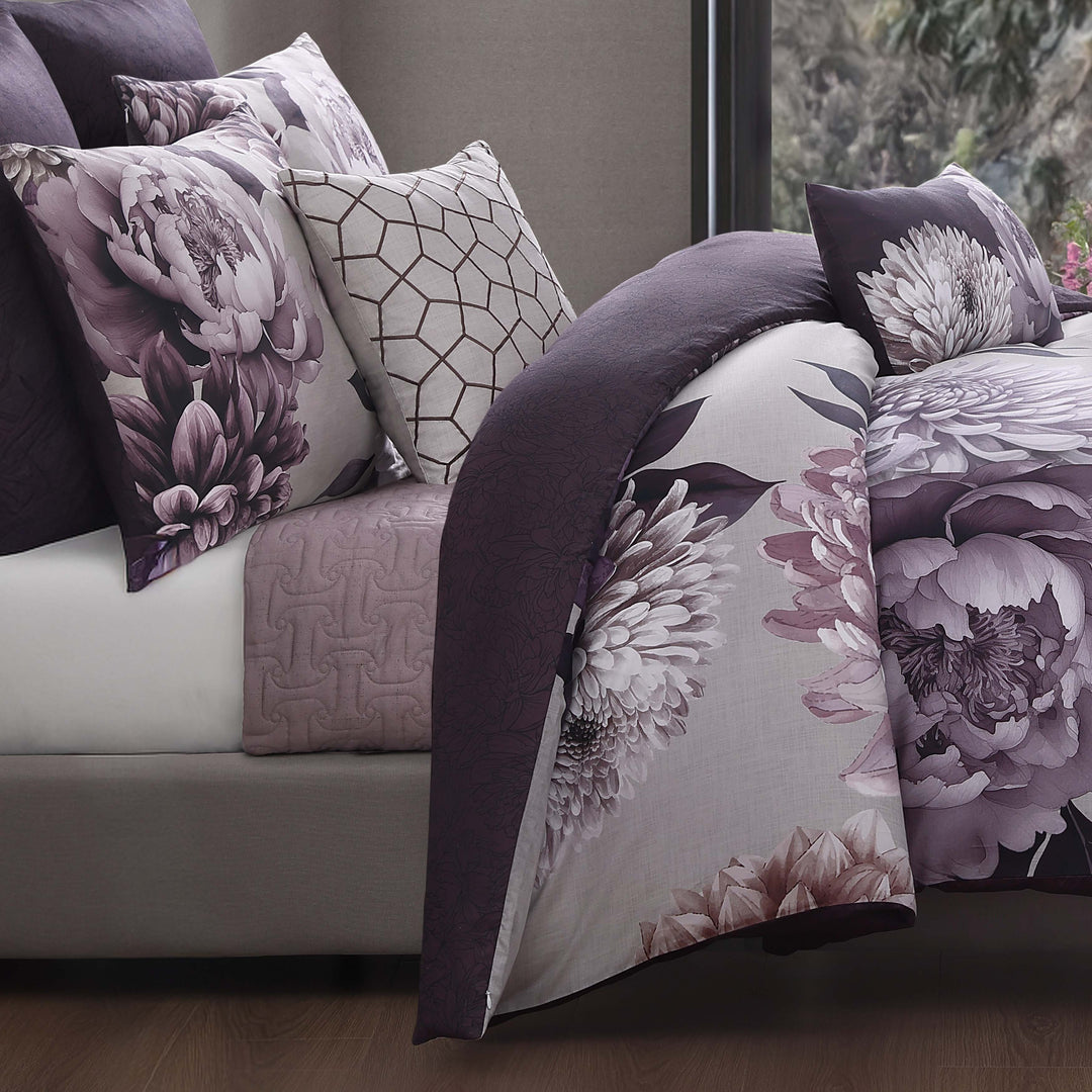 Bebejan Plum Petal 5 Piece Reversible Comforter Set - Final Sale Comforter Sets By US Office - Latest Bedding