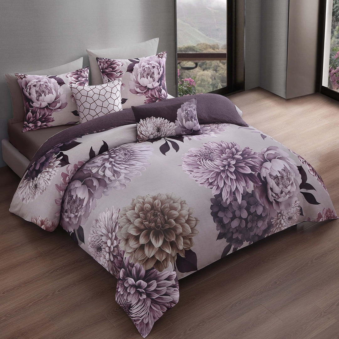 Bebejan Plum Petal 5 Piece Reversible Comforter Set - Final Sale Comforter Sets By US Office - Latest Bedding