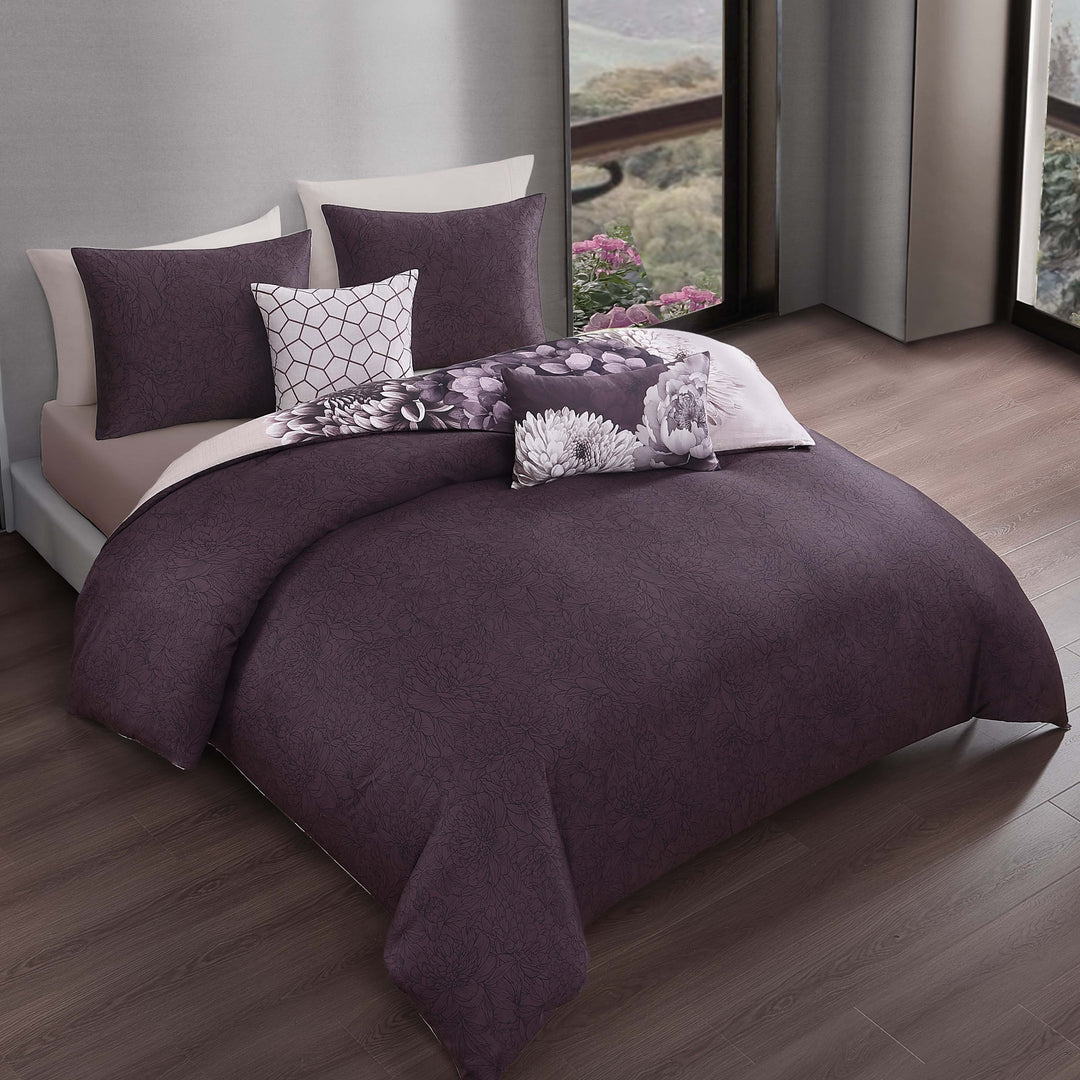 Bebejan Plum Petal 5 Piece Reversible Comforter Set