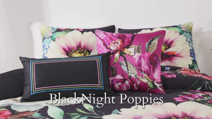 Bebejan Black Night Poppies 5 Piece Reversible Comforter Set