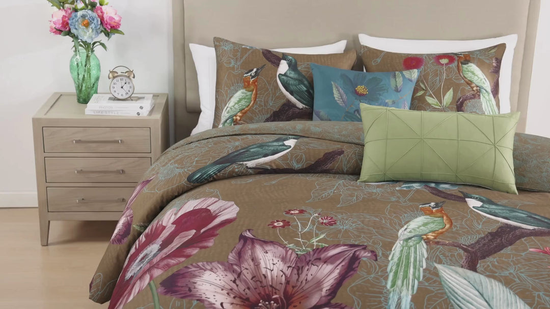 Bebejan Birds on Chocolate Brown 5 Piece Reversible Comforter Set Comforter Sets By Bebejan®