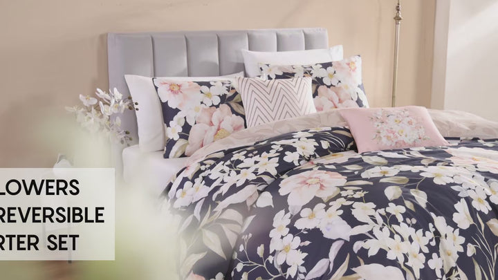 Bebejan Blush Flowers 100% Cotton 5-Piece Reversible Comforter Set