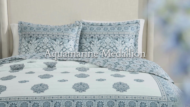 Bebejan Aquamarine Medallion 3 Piece Reversible Quilted Coverlet Set Coverlet By Bebejan®