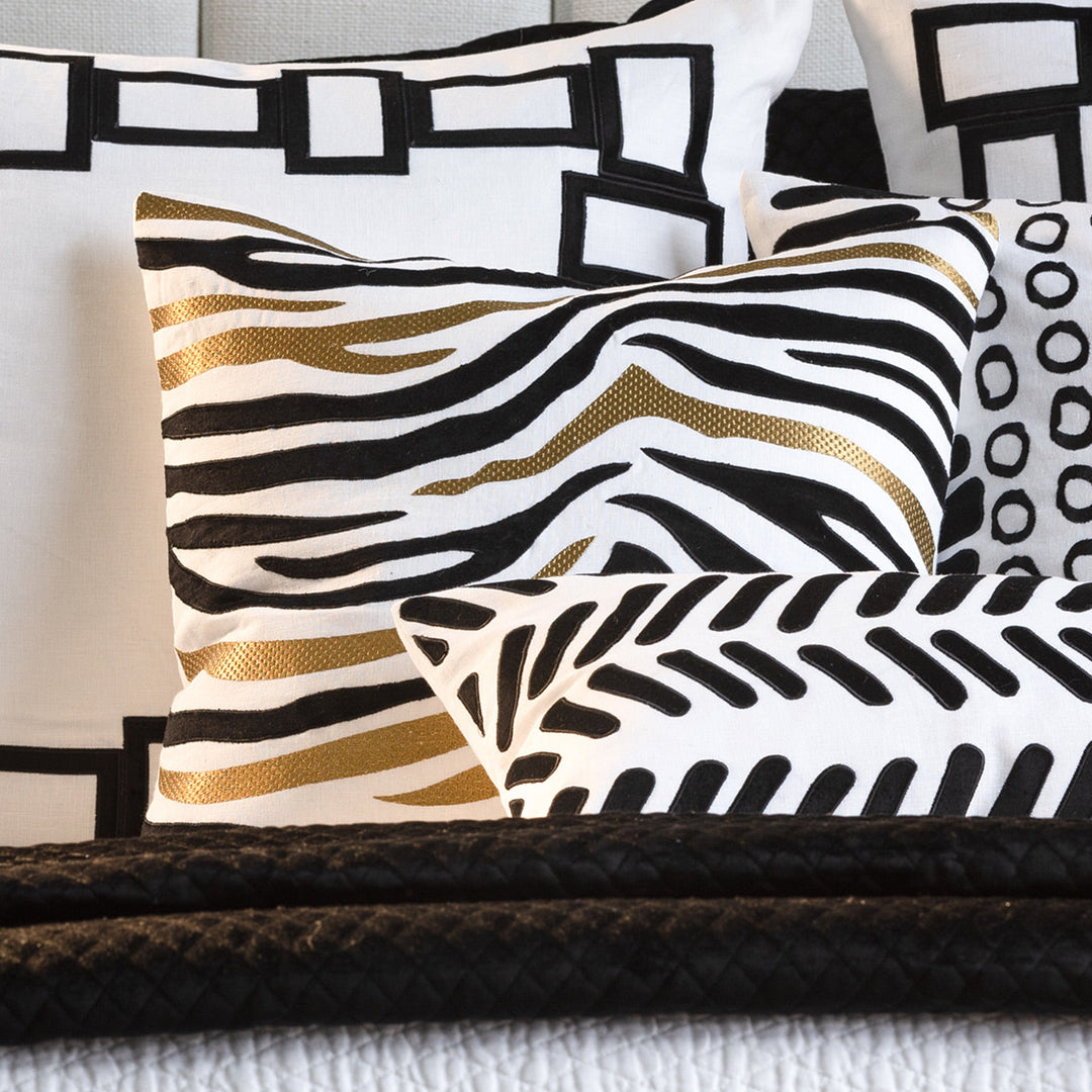 Tiger White/Black Square Decorative Throw Pillow White/Black/Gold 22x22 Throw Pillows By Lili Alessandra