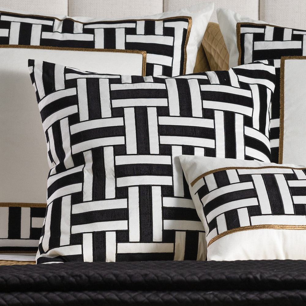 Tommy Ivory/Black Square Decorative Throw Pillow 24" x 24" Throw Pillows By Lili Alessandra
