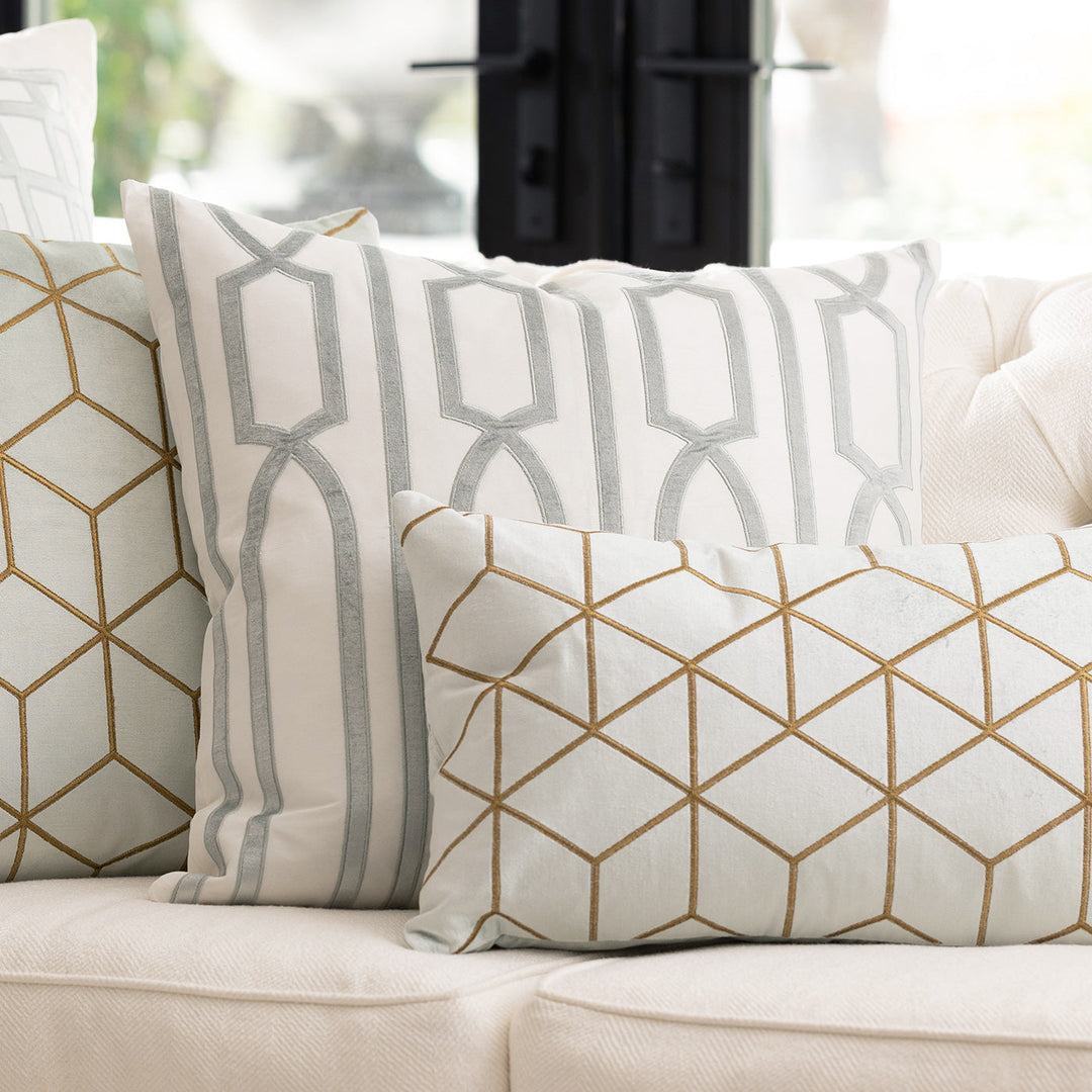 Trey Ivory/Aquamarine Square Decorative Throw Pillow  24" x 24" Throw Pillows By Lili Alessandra