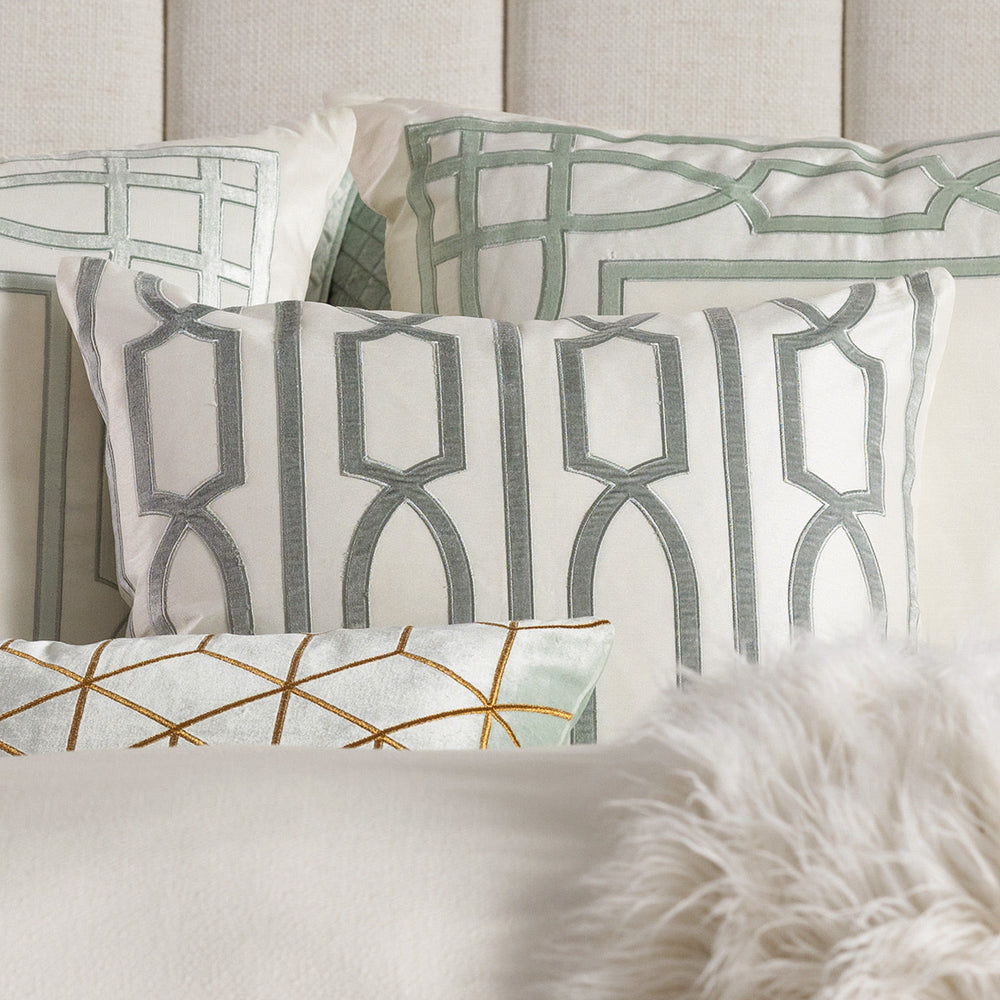 Trey Ivory/Aquamarine Square Decorative Throw Pillow  24" x 24" Throw Pillows By Lili Alessandra