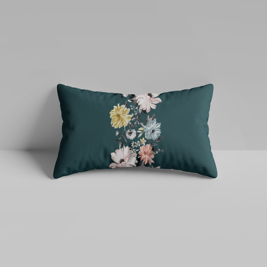Bebejan Wild Flowers on Teal Oblong Decorative Throw Pillow - Final Sale Throw Pillows By US Office - Latest Bedding
