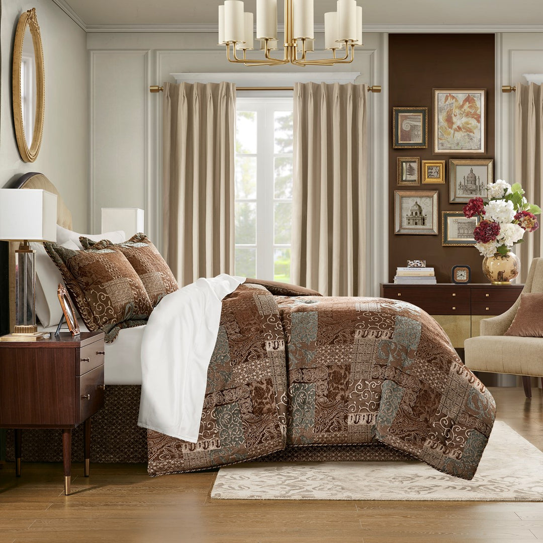 Galleria Brown 4-Piece Comforter Set By Croscill Comforter Sets By Croscill Home LLC