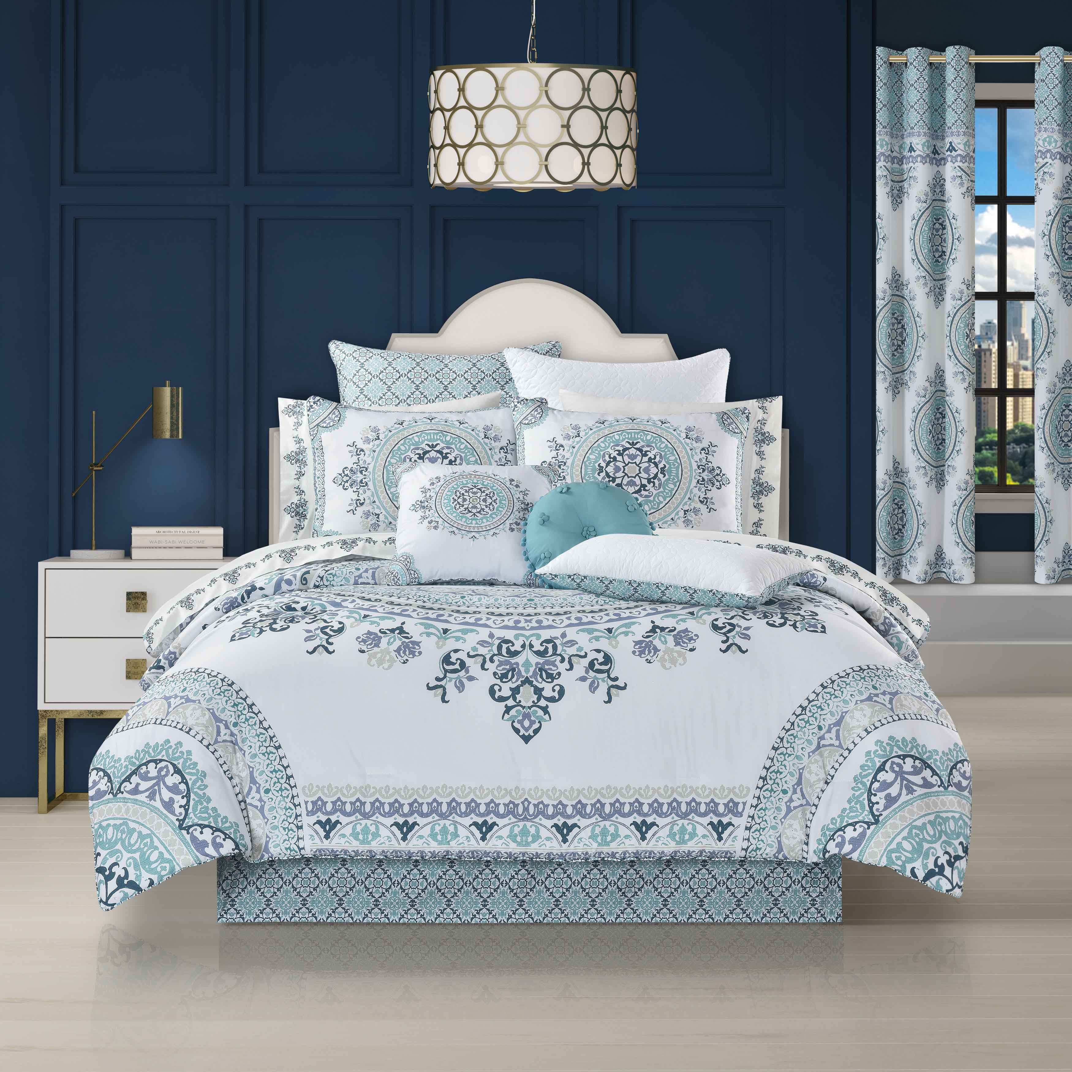 Afton Blue 4-Piece Comforter Set – Latest Bedding